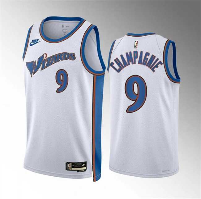 Men%27s Washington Wizards #9 Justin Champagnie White Classic Edition Stitched Basketball Jersey Dzhi->nba youth jerseys->NBA Jersey